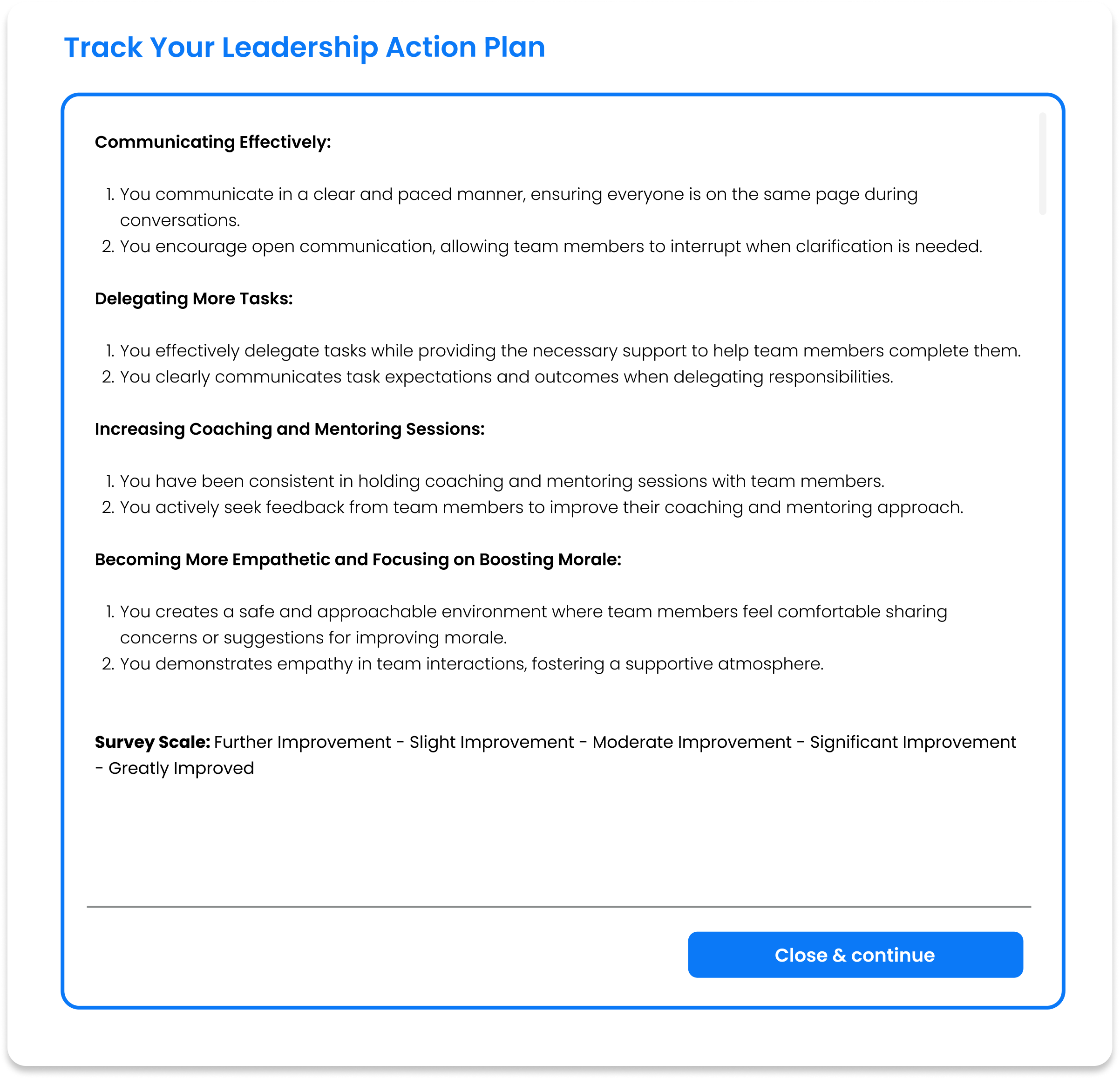AI creates survey to track progress